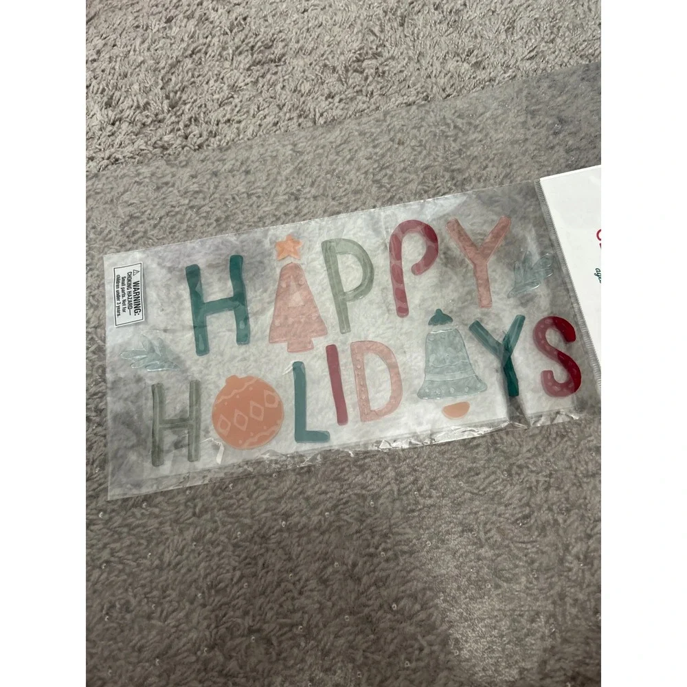 IGATHER Gather Banner 56in and Happy Holidays Gel Clings 18ct Holiday Decor Set